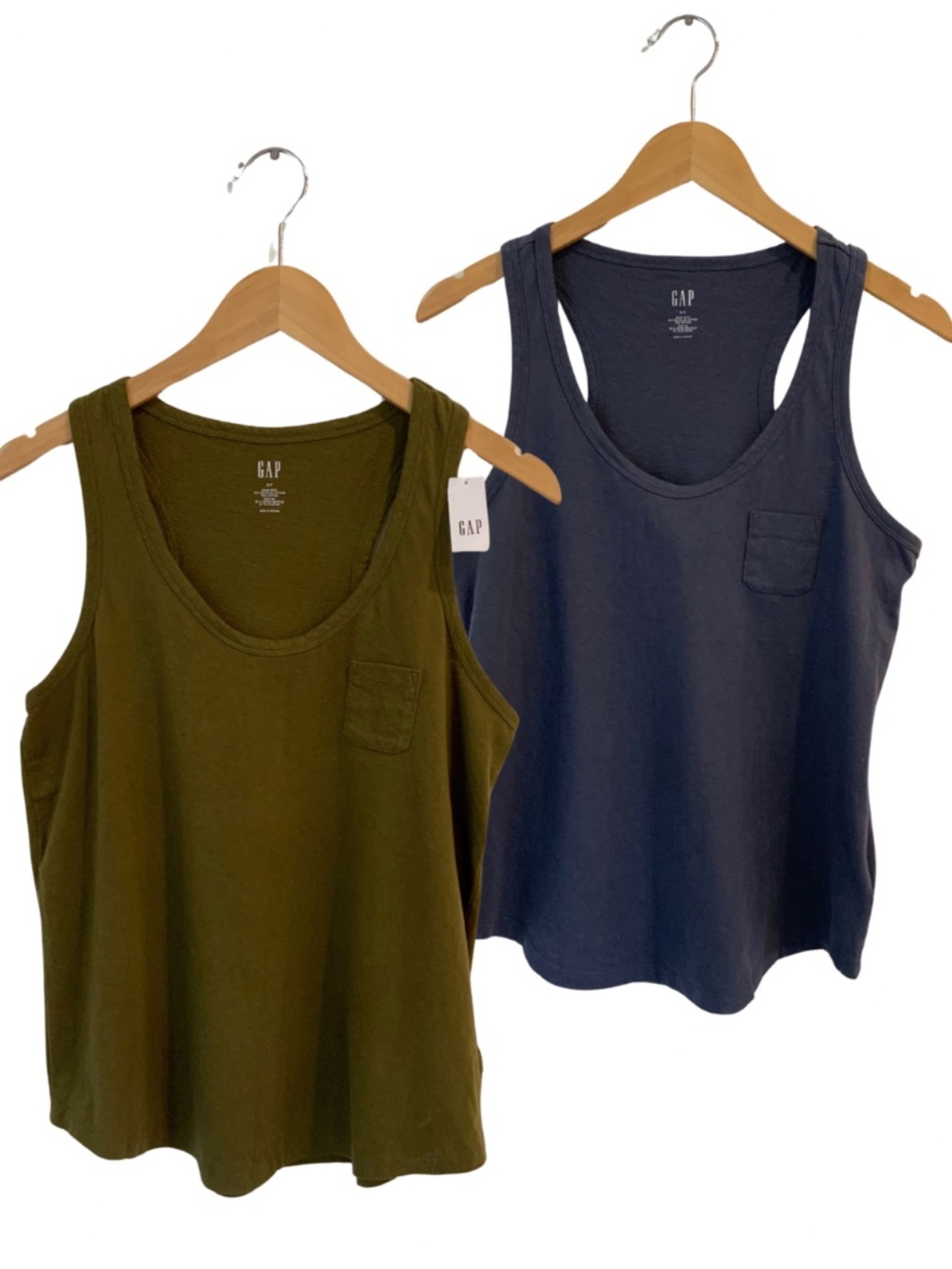Two NEW GAP Cotton Knit Pocket Tank Tops Sz S